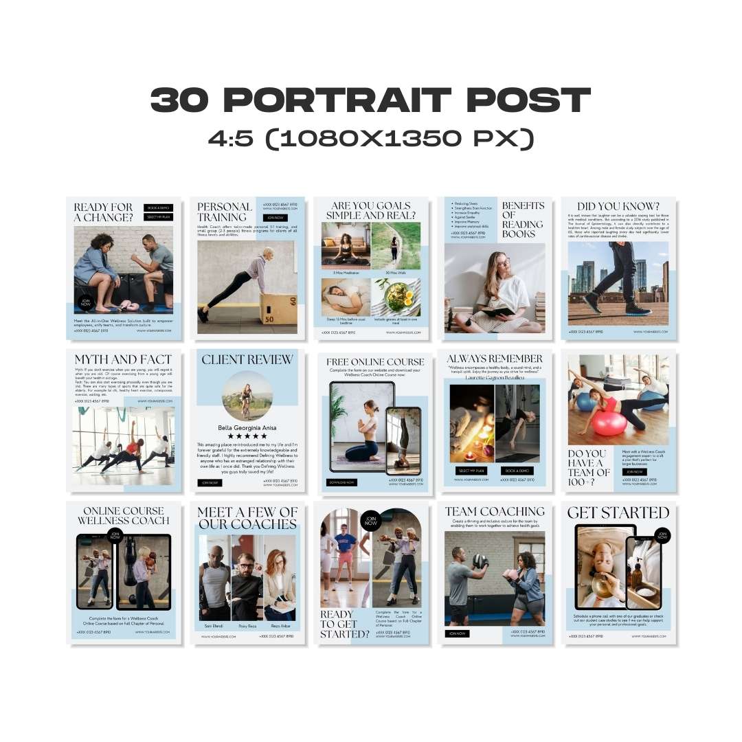120 Wellness Blue Instagram Post – Social Media Canva Template
