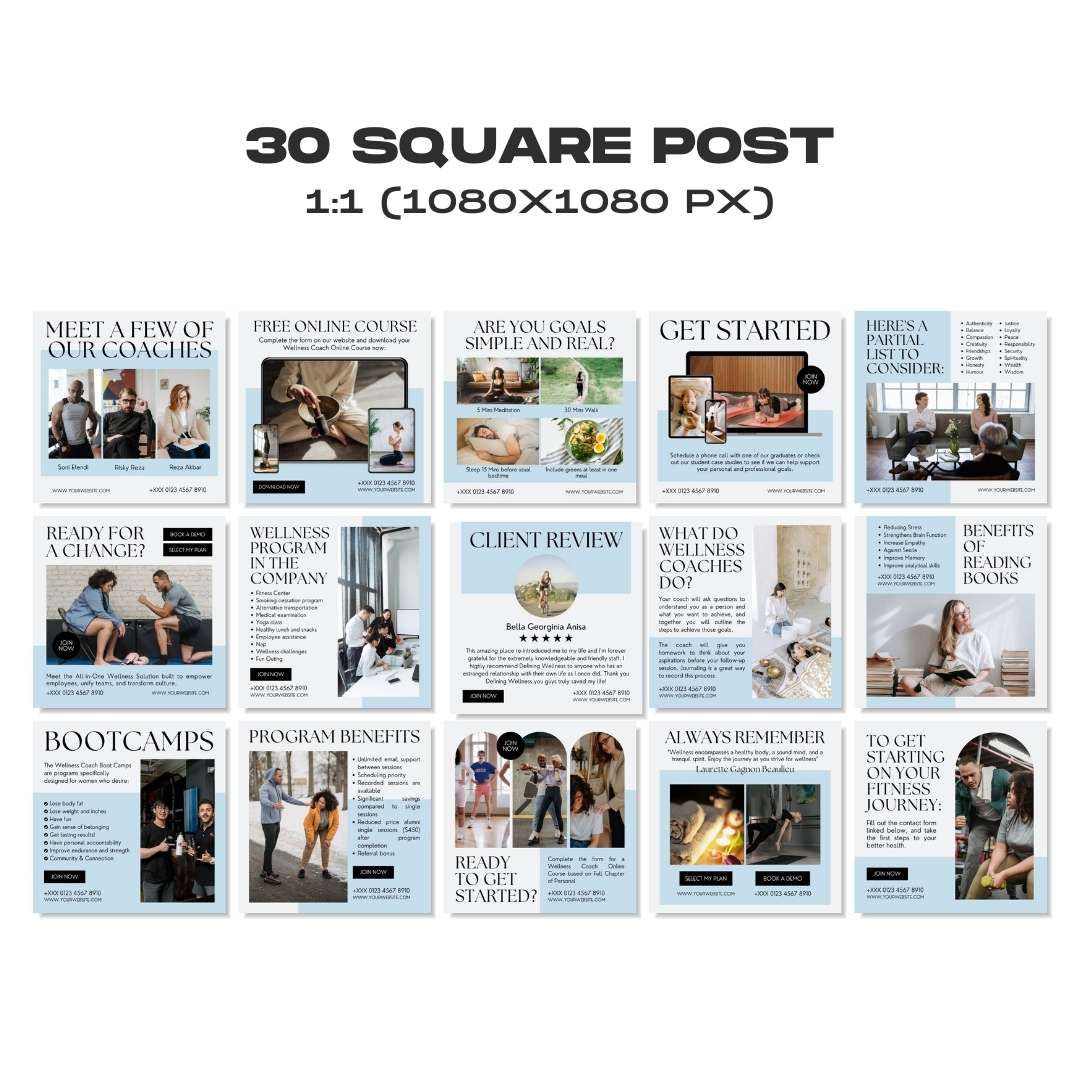 120 Wellness Blue Instagram Post – Social Media Canva Template