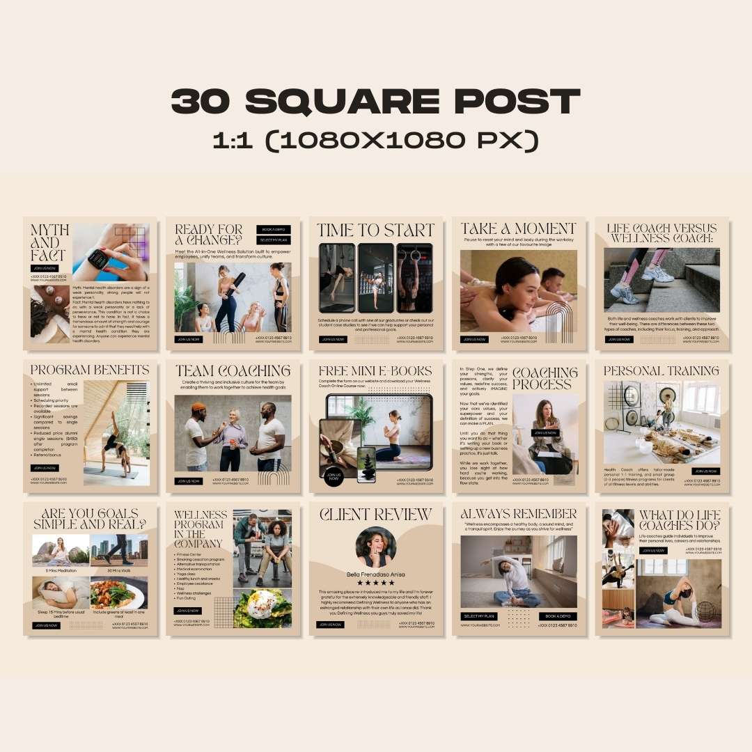 120 Wellness Beige Instagram Post – Social Media Canva Template
