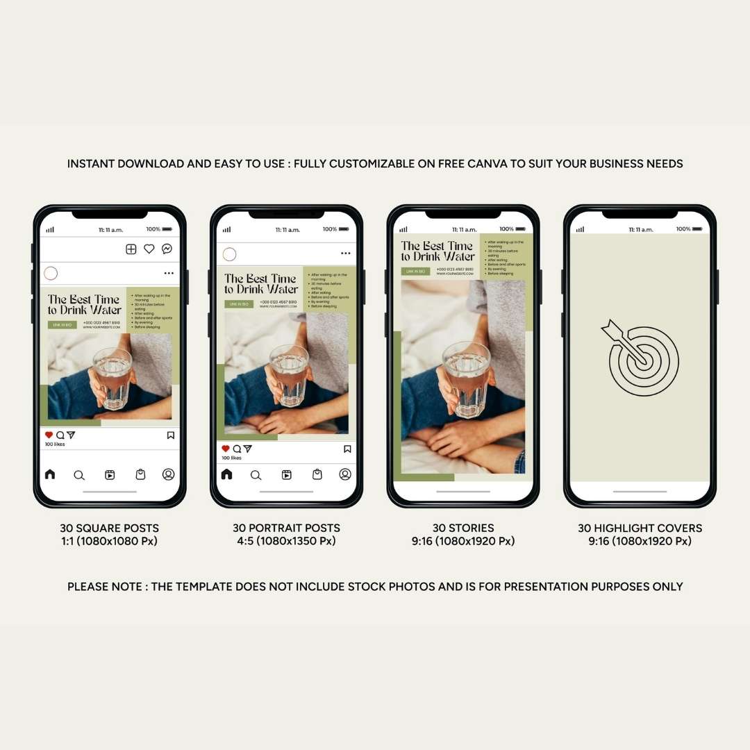 120 Wellness Green Instagram Post – Social Media Canva Template