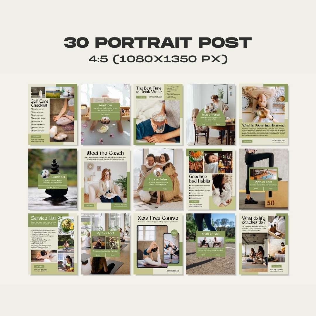 120 Wellness Green Instagram Post – Social Media Canva Template