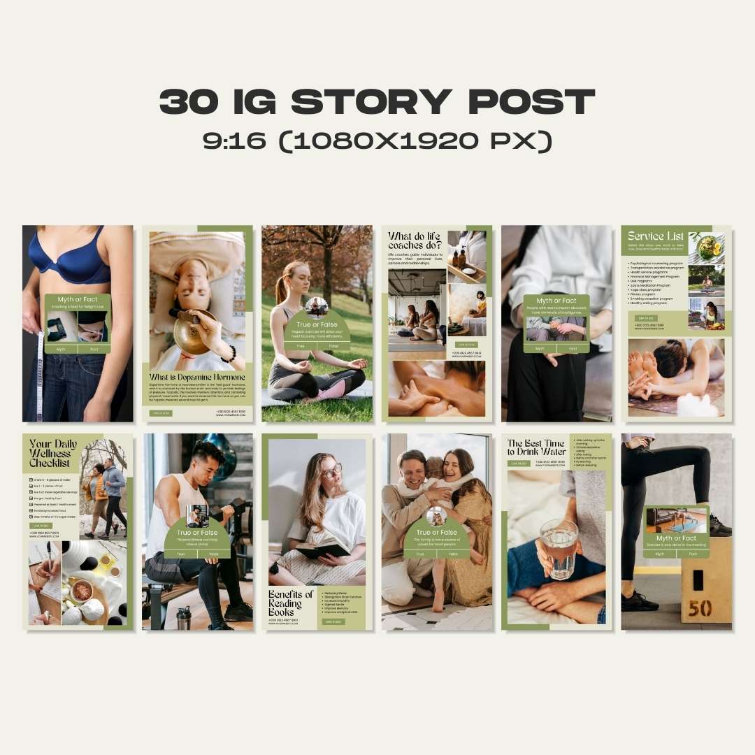120 Wellness Green Instagram Post – Social Media Canva Template